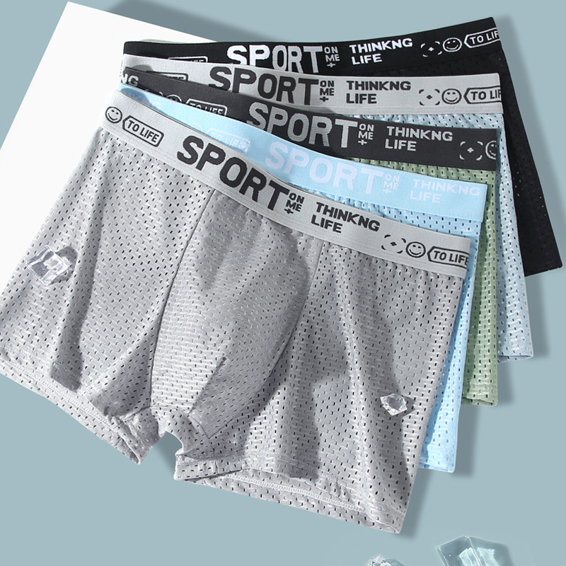 5PCS Men's Ice Silk Mesh Boxer - Mesh Sport Boxer 评论和价格
