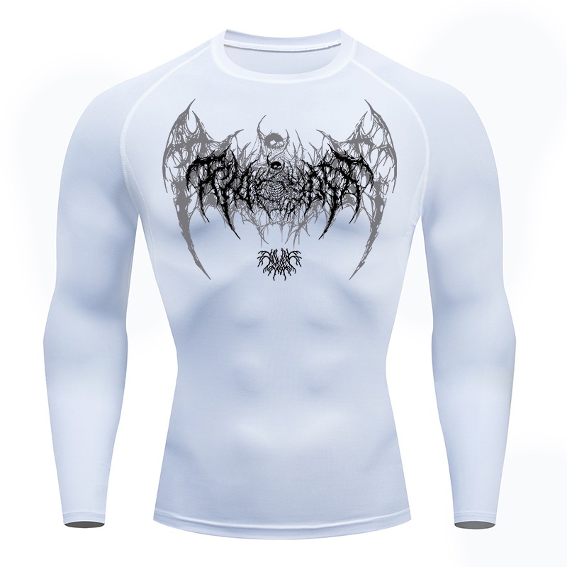 Skull Wings Print Long Sleeve  - Base Layer Top 评论和价格