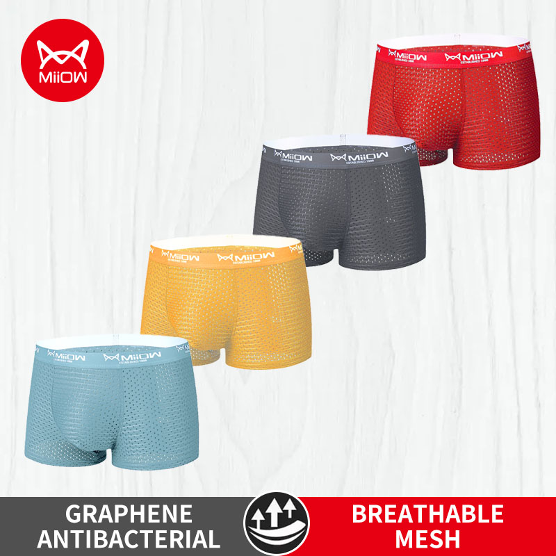 MiiOW 4Pcs Ice Silk Men Underw - Boxer Shorts Modal 评论和价格