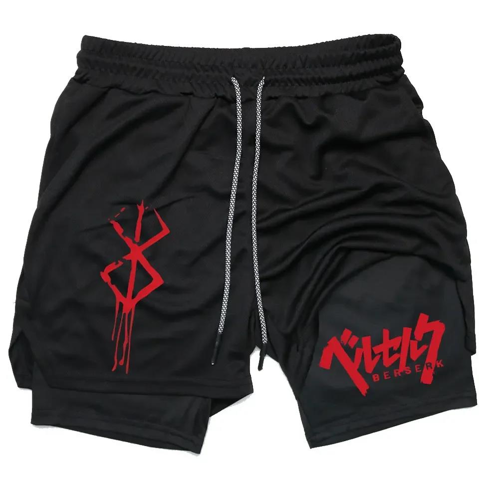 Anime Berserk 2 in 1 Gym Short - Compression Shorts Athletes 评论和价格